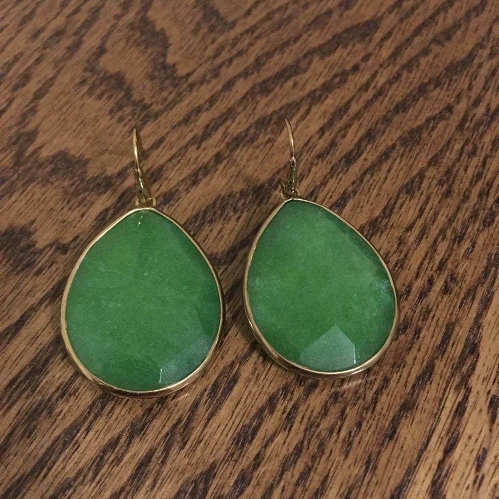 Stella & Dot Green and gold earrings.